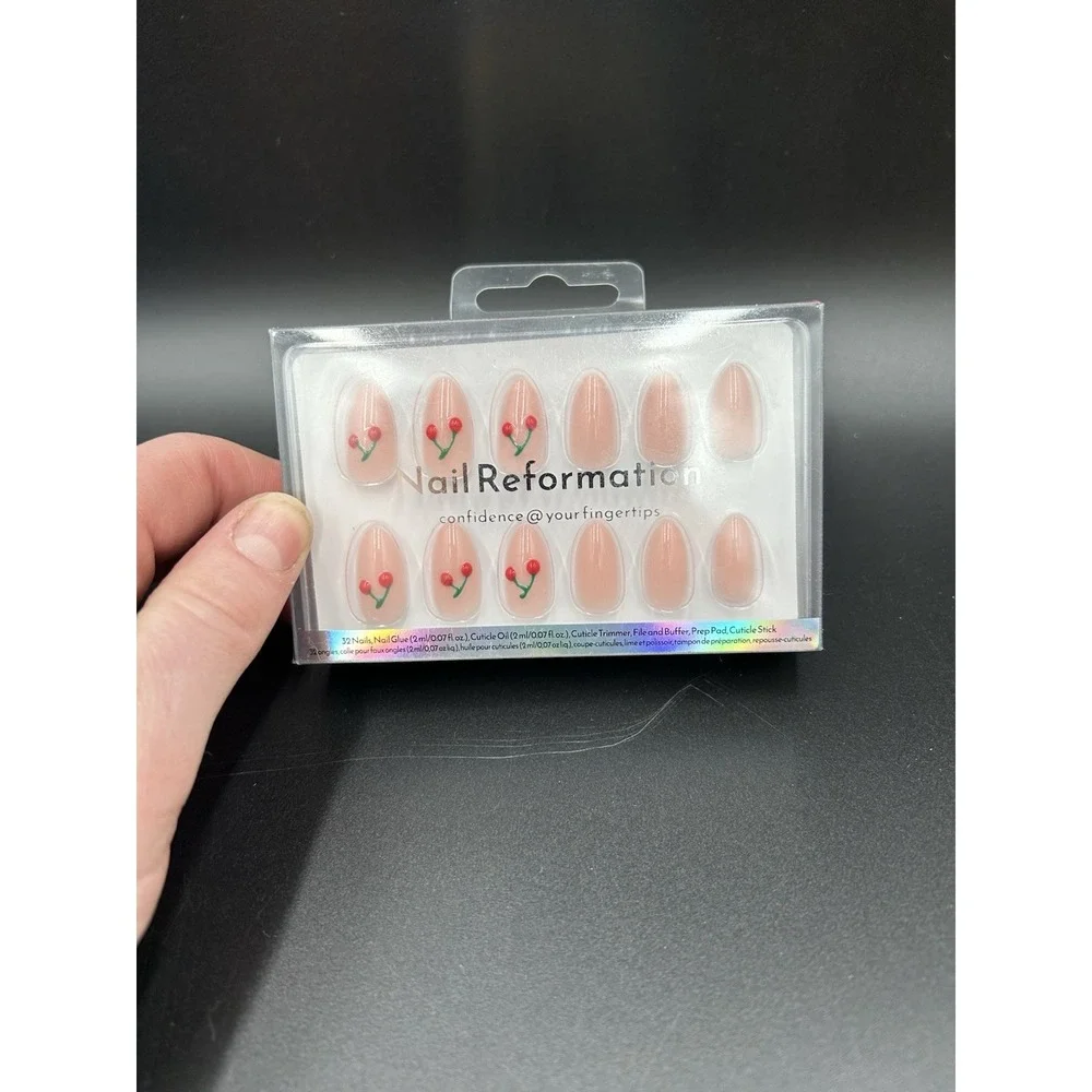 Salon Quality Nail Reformation Press On Nail Set Of 30 CHERRIES Neutral Glue On